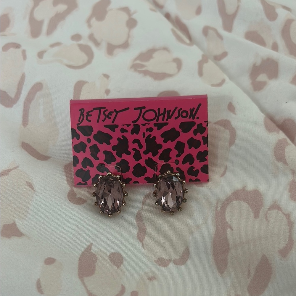 Betsey Johnson Pink Oval Earrings